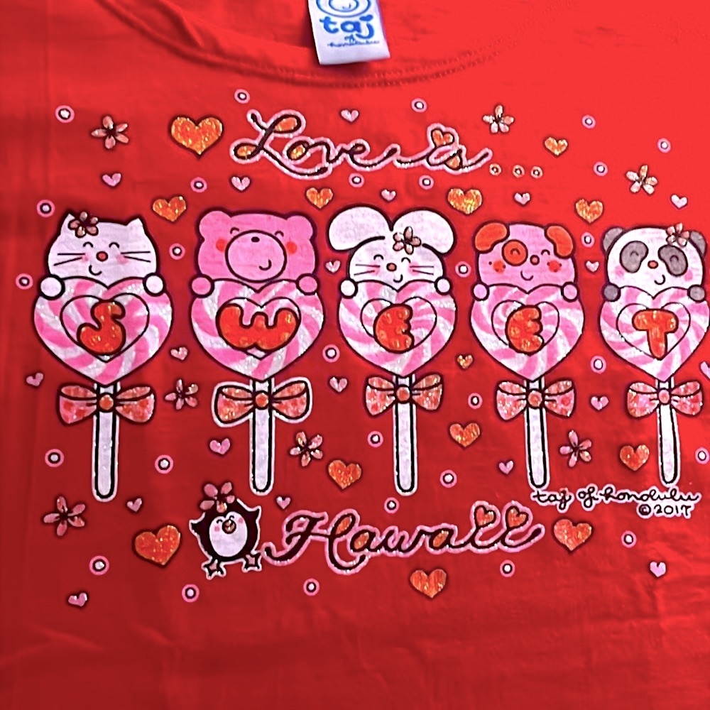 Love is Hawaii T-shirt cat rabbit dog panda animals Red Valentines